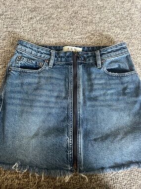 We The Free Medium Blue Denim Zip-Front Women's Skirt